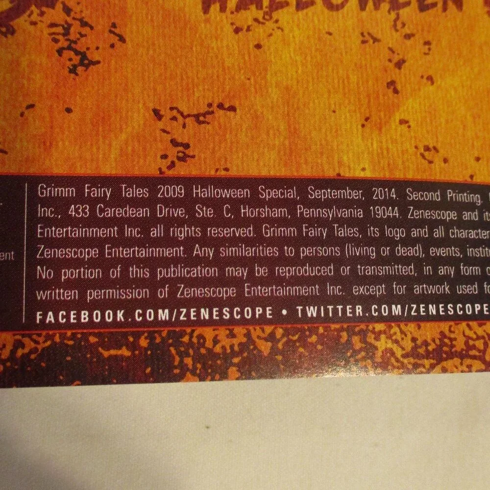 Grimm Fairy Tales Halloween Special Comic Medium Black Orange White Comic Book